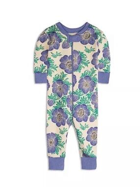 Mightly Purple Poppies Floral Cotton Kids One-Piece Pajamas 9-12